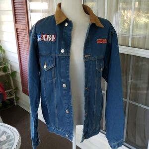 CARROLL ORIGINAL WEAR  Blue Denim Jacket with Tan Collar